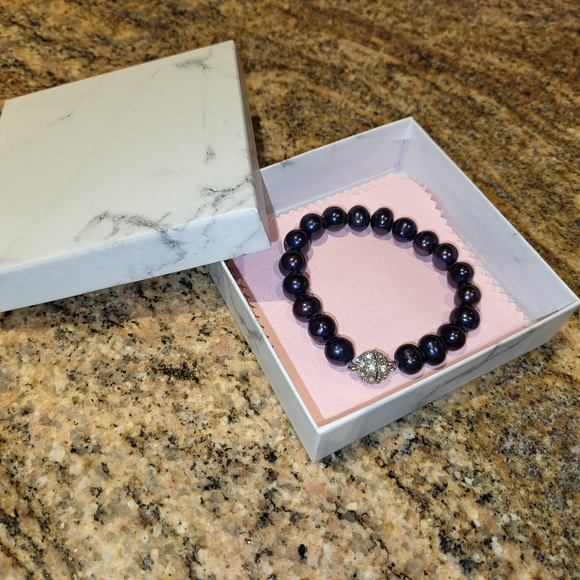 Freshwater black pearl bracelet - Picture 2 of 3